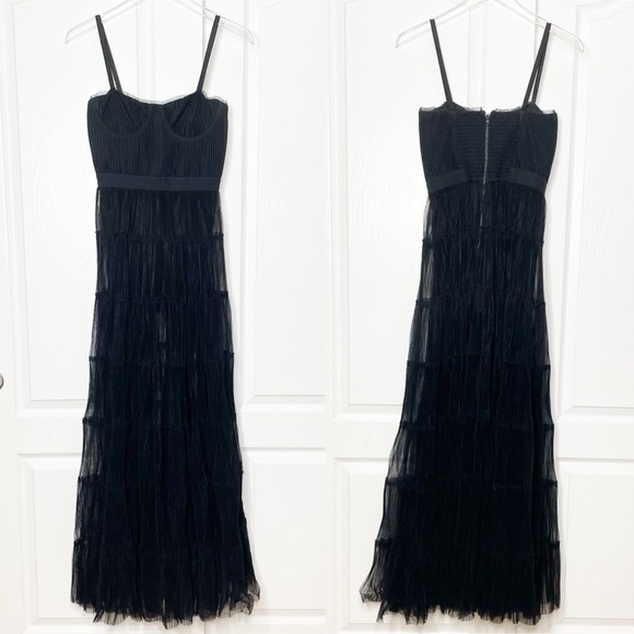 NWT Alice + Olivia Deena Pleated Maxi Dress with Hot Pants‎ Size 2 Black - Picture 6 of 16